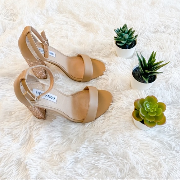 Steve Madden Nude Jeweled Ankle Strap Heels - Picture 5 of 9